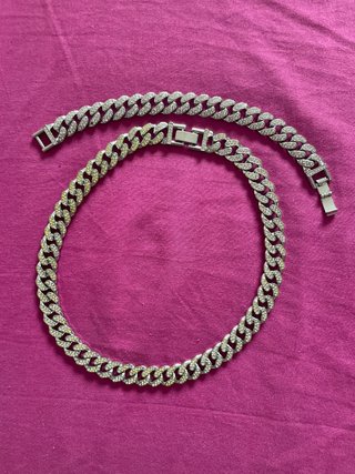 Cadena y pulsera tipo diamante