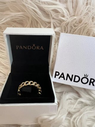 Anillo cadena cubana Pavé
