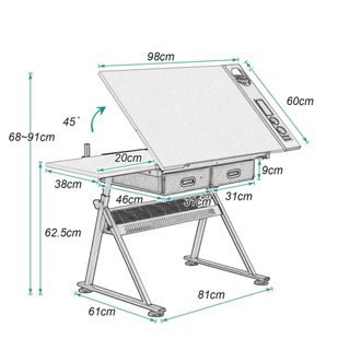 Tavolo da Disegno Inclinabile e Regolabile