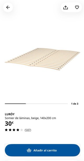 Somier Ikea 140cm Madera