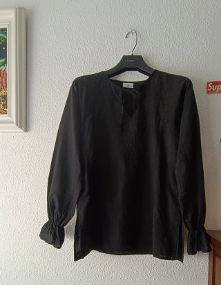 Blusa para baturra Negra Bordada TALLA S