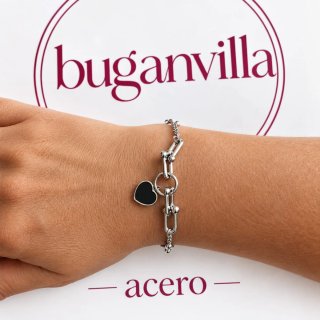 Pulsera Buganvilla de Acero con Corazón