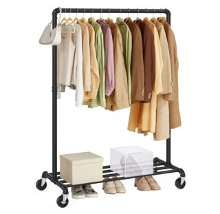 SONGMICS Perchero Industrial con Ruedas, Negro
