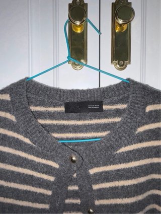 Chaqueta de rayas Zara beige y gris