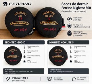 2 Sacos Dormir Ferrino Nightec 600
