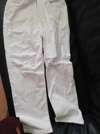Pantalón Blanco Zara Roto Talla 38