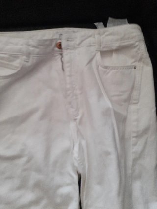 Pantalón Blanco Zara Roto Talla 38