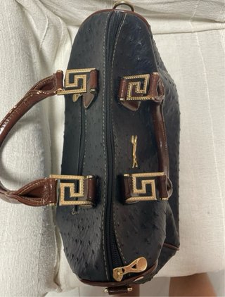 Bolso Bimba y Lola Piel Avestruz Negro/Marrón
