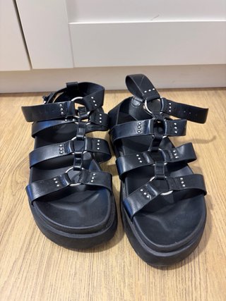 Sandalias Plataforma Estilo Romano Negras