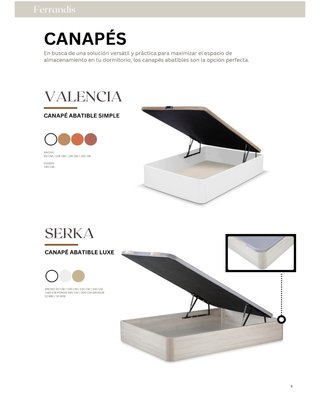 Canapé abatible, y base tapizada