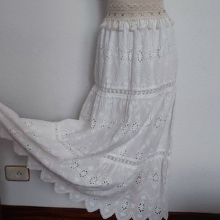 Falda Larga Ibicenca Blanca Talla M Nueva
