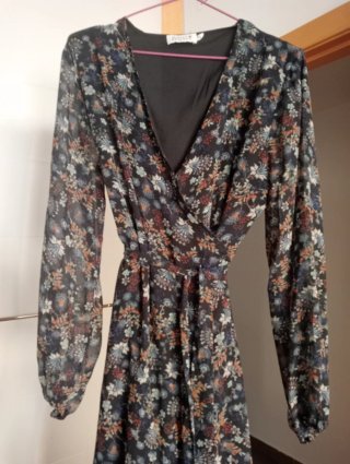 Vestido Midi Boho Chic Manga Larga