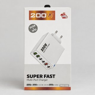 Cargador USB de 6 puertos USB-A y USB-C – Blanco/N