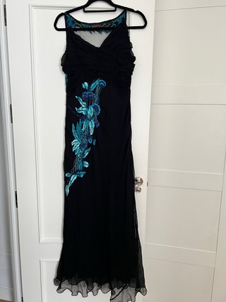 Vestido de fiesta Marina negro y turquesa