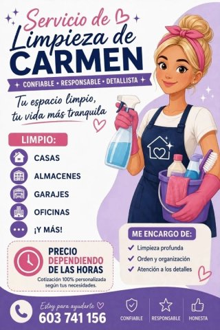 Chica de limpieza muy eficiente me desplazó 11€h