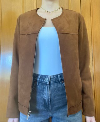 Chaqueta Efecto Ante Marrón
