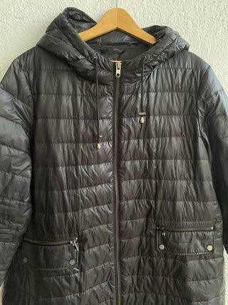 Abrigo Plumas Fino Negro Zara Talla XL-XXL