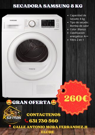 Secadora Samsung 8 kg Bomba de Calor