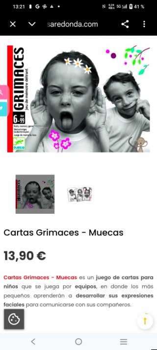 Juego de cartas Grimaces de Djeco
