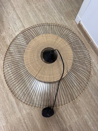 Lámpara de techo ratán y aluminio negro 1 metro