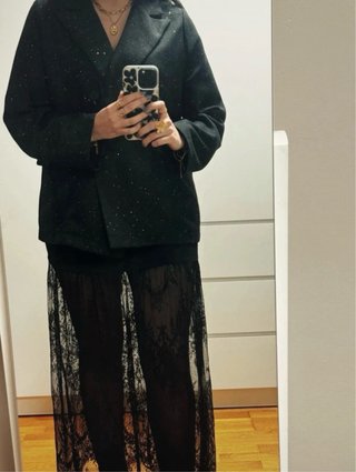 Falda larga encaje negra