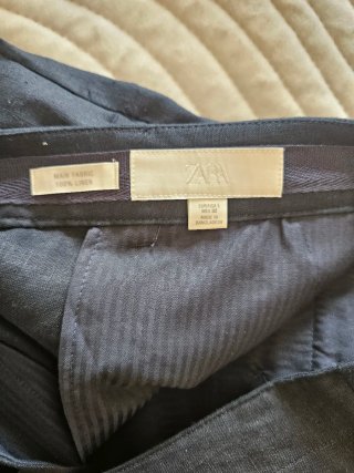 Pantalón corto de lino Zara Azul