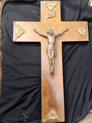 Crucifijo Antiguo de Madera y Metal 50 cms