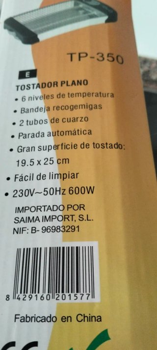 Tostador Plano Tulus TP-350