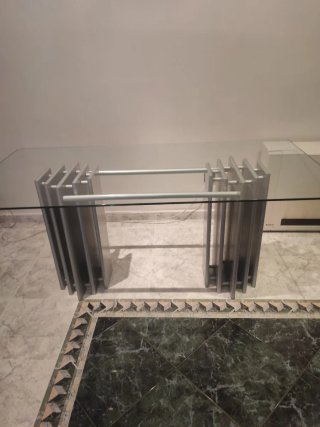 Mesa de salón cristal y madera como nueva