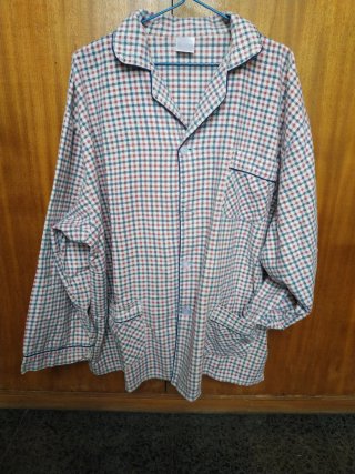Camisa de Pijama Afelpada de Algodón Talla L