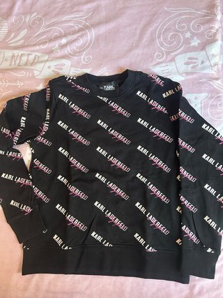 Sudadera Karl Lagerfeld Negra Logo Repetido