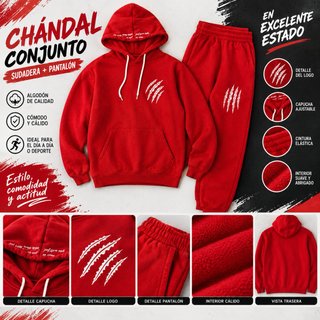 Chándal Conjunto Sudadera y Pantalón Rojo
