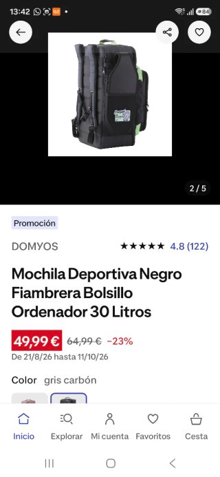 Mochila Deportiva Negra 30L