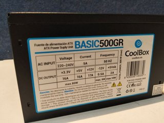 Fuente ATX CoolBox Basic 500GR 300W Ventilador 12cm Negra