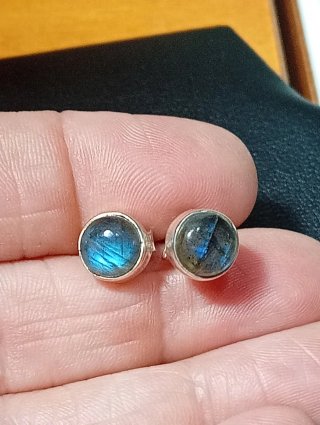 Pendientes Plata Ley Labradorita Azul