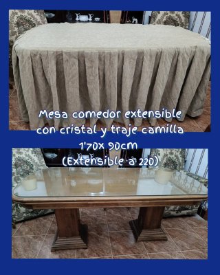 Mesa comedor extensible SIN cristal 170x90cm