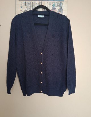 Cardigan donna blu traforato