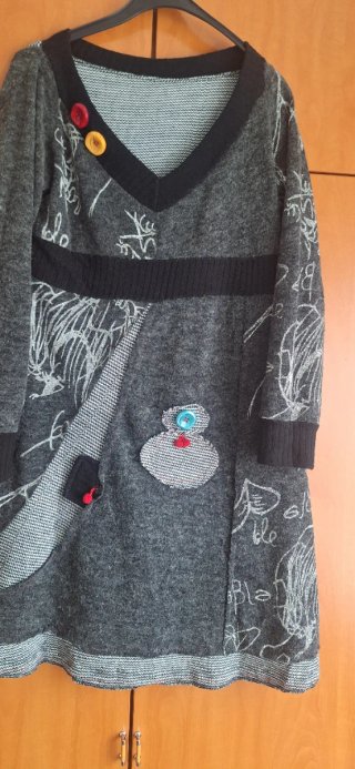 Vestido invierno desigual gris multicolor