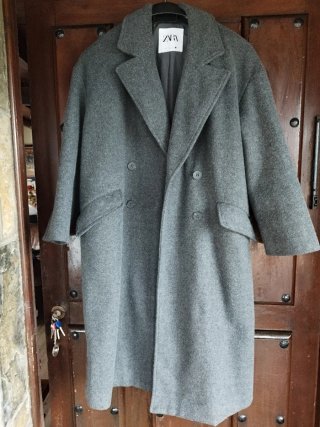 Abrigo Oversize Zara Gris Talla S
