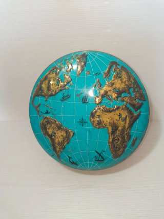 Scatola Latta Mappamondo Anni '60, LEGGI