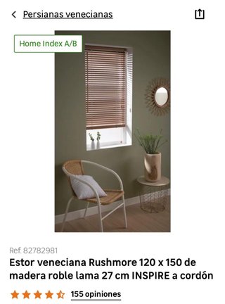 Estor Veneciano Rushmore 120x150 Roble 4 unidades