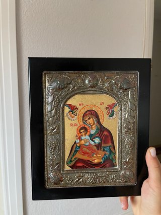 Icono bizantino Virgen con Niño CLARTÉ Plata 925