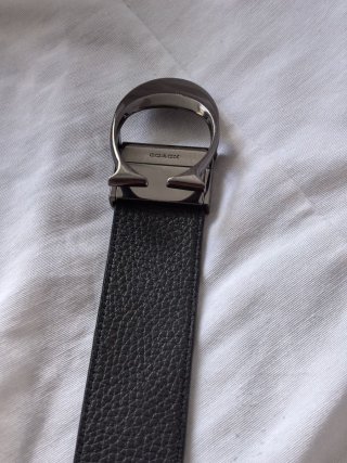 Cinturón Coach Hombre Hebilla C Plata Negra