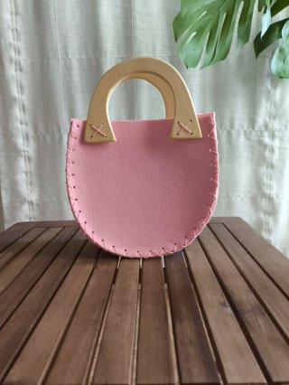Bolso hecho a mano de Fieltro Rosa