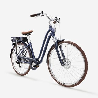 Bicicleta eléctrica urbana cuadro bajo Elops 900 E Azul