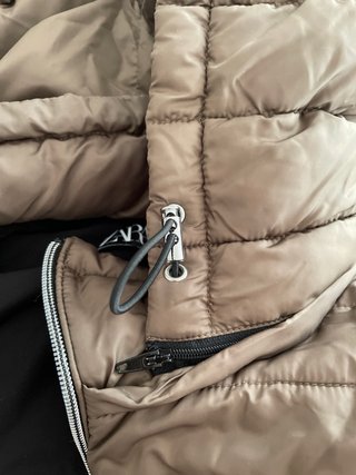 Plumas Zara acolchado marrón capucha desmontable