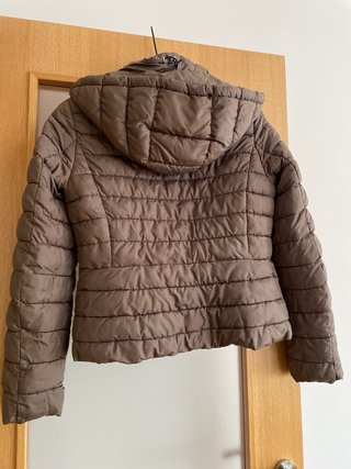 Plumas Zara acolchado marrón capucha desmontable
