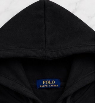 Sudadera Ralph Lauren Negra con Blanco y  Capucha