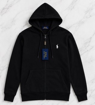 Sudadera Ralph Lauren Negra con Blanco y  Capucha