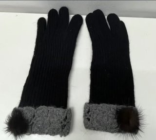 Guantes de lana negros con adorno